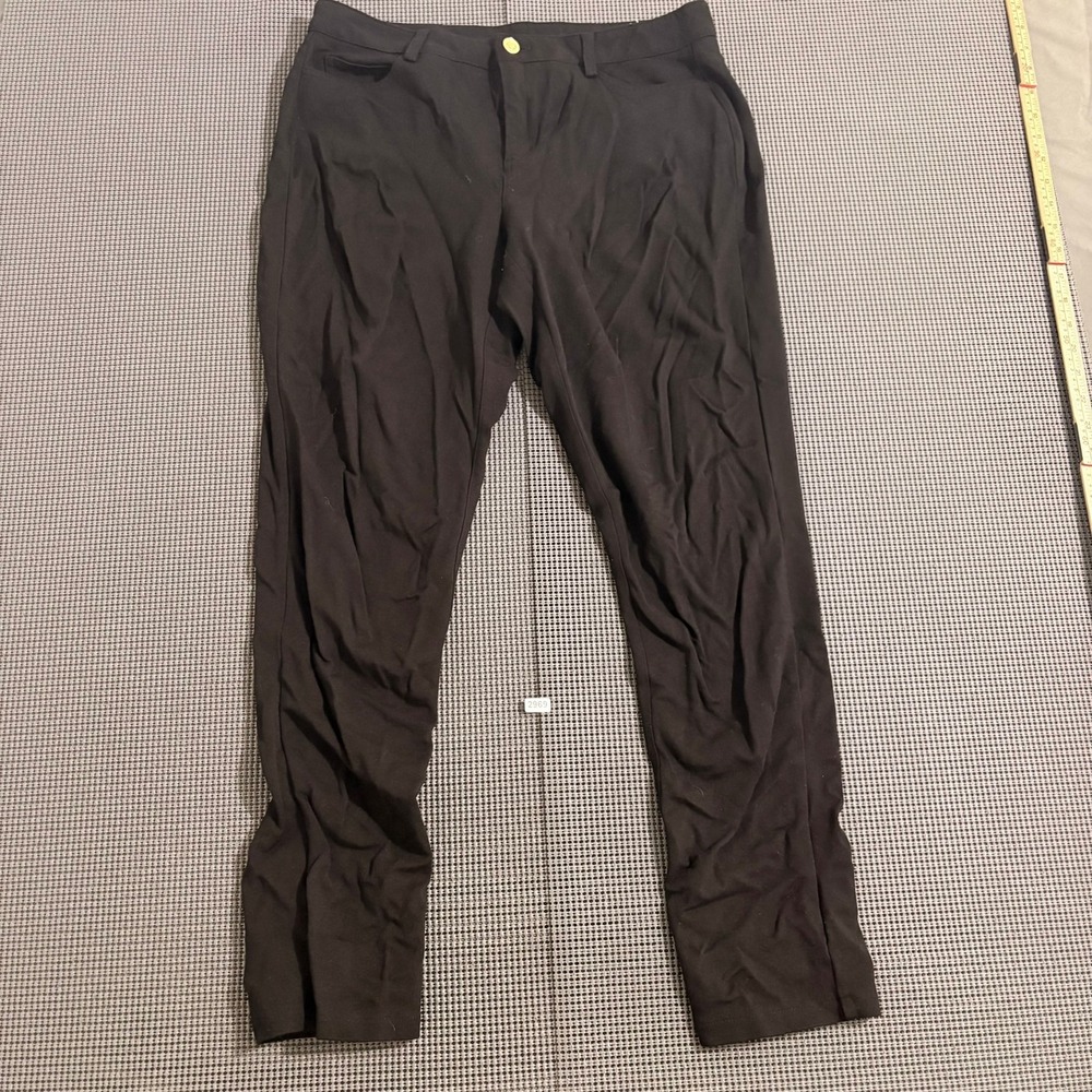 Michael Kors Womens Black Slim Fit Pants Size 10 Gold Logo Accent
